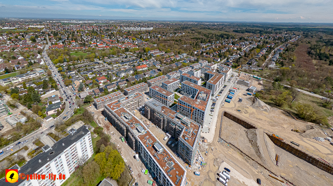 21.04.2023 - Luftbilder von der Baustelle Alexisquartier und Pandion Verde in Neuperlach